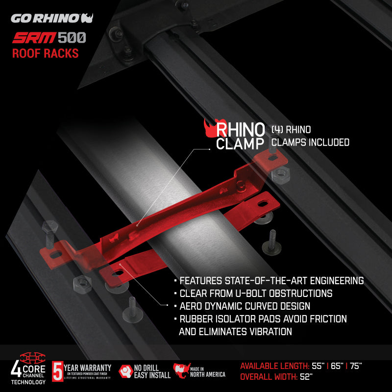 Go Rhino SRM500 Dual Rail Kit (For 55in. Long Rack) - Tex. Blk (Rails ONLY - Req. Platform)