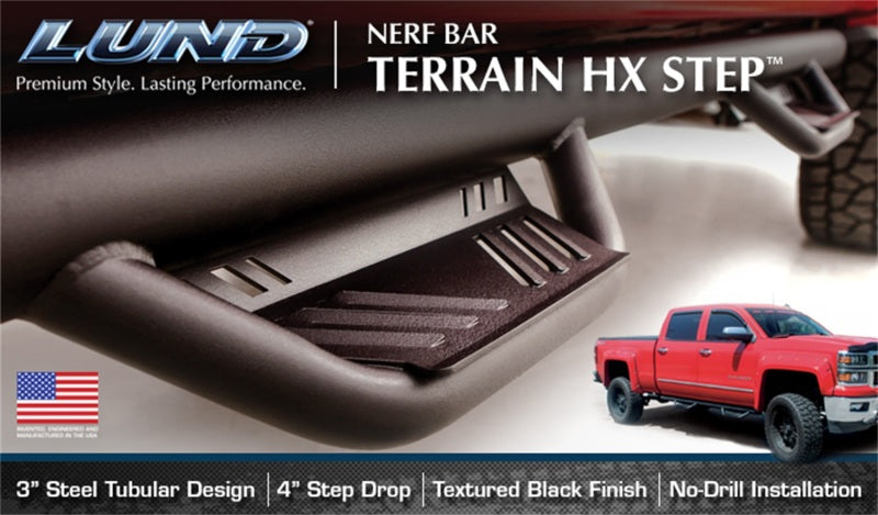 Lund 99-16 Ford F-250 Super Duty SuperCab Terrain HX Step Nerf Bars - Black