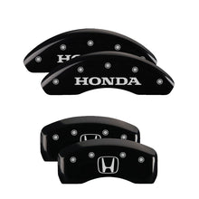 Load image into Gallery viewer, MGP 4 Caliper Covers Engraved Front Honda Rear H Logo Black Finish Silver Char 2017 Honda CR-V