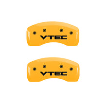 Load image into Gallery viewer, MGP 4 Caliper Covers Engraved Front &amp; Rear Vtech Yellow Finish Black Char 2003 Honda Civic