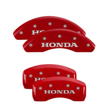 Load image into Gallery viewer, MGP 4 Caliper Covers Engraved Front &amp; Rear Honda Red Finish Silver Char 2017 Honda CR-V
