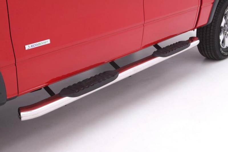 Lund 09-14 Ford F-150 SuperCrew 5in. Curved Oval SS Nerf Bars - Polished