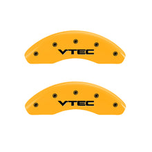 Load image into Gallery viewer, MGP 4 Caliper Covers Engraved Front &amp; Rear Vtech Yellow Finish Black Char 2003 Honda Civic