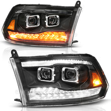 Load image into Gallery viewer, ANZO 09-19 Dodge RAM 1500 / 10-18 2500/3500 LED Proj Headlights SeqSig Black - Pair