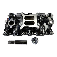 Load image into Gallery viewer, Edelbrock Chevy SB Performer EPS Manifold w/ Oil Fill Tube - Black Plasma