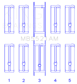 King Engine Bearings Chrysler 2.2 (Size +0.75mm) Main Bearing Set