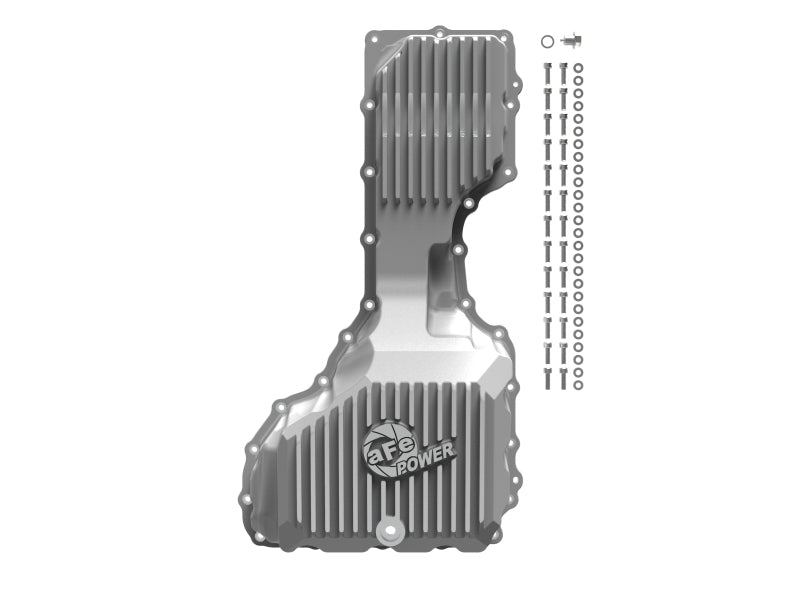 aFe GM Diesel Trucks 17-19 V8-6.6L L5P POWER Street Series Engine Oil Pan Raw w/ Machined Fins