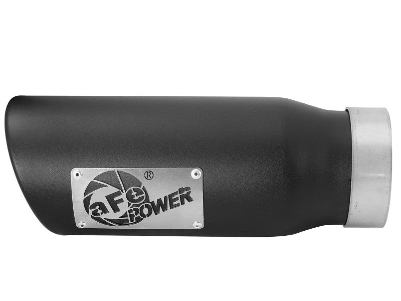 aFe MACH Force-Xp Universal Exhaust Tip 3-1/2ININ x 4-1/2IN Outlet x 12IN Black Left Side Exit