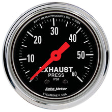 Load image into Gallery viewer, AutoMeter Gauge Exhaust Pressure 2-1/16in. 60 PSI Mechanical Traditional Chrome