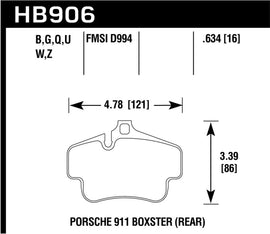 Hawk 02-10 Porsche 911 HPS 5.0 Rear Brake Pads