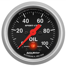Load image into Gallery viewer, Autometer 2-1/16in Oil Pressure w/Peak &amp; Warn 0-100 PSI Stepper Motor Sport-Comp