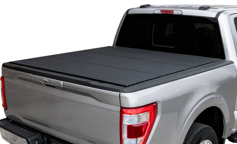 Access LOMAX 2022+ Rivian R1T 4ft 6in Bed (w/ OEM Tonneau Track) Folding Hard Cover - Black Diamond