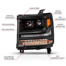 Load image into Gallery viewer, ANZO 16-18 Chevy Silverado 1500 (Factory HID Models ONLY) Full LED Proj Headlights Black - Pair
