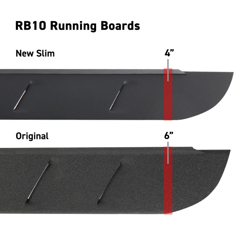 Go Rhino RB10 Slim Running Boards 57in. Cab Length - Tex. Blk (No Drill/Mounting Brackets Required)