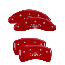 Load image into Gallery viewer, MGP 4 Caliper Covers Engraved Front &amp; Rear 22-24 Ford Maverick Red Finish Silver Ford Logo