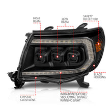 Load image into Gallery viewer, ANZO 05-11 Toyota Tacoma Full LED Projector Headlights White DRL/Init/SeqSig Black - Pair