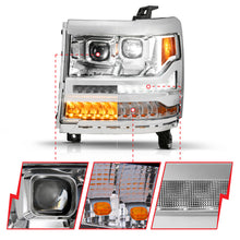 Load image into Gallery viewer, ANZO 16-18 Chevy Silverado 1500 (Factory HID Models ONLY) Full LED Proj Headlights Chrome - Pair