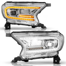 Load image into Gallery viewer, ANZO 19-23 Ford Ranger (Factory Halogen Models) Full LED Proj Headlights DRL/SeqSig Chrome - Pair