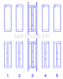 King Engine Bearings Ford V8 351ci 5.8L / 400ci 6.6L 16V (Size .001) Main Bearing Set
