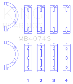 King Engine Bearings Chrysler 2.7L (Size +1.0mm) Main Bearing Set