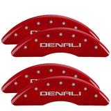 MGP 4 Caliper Covers Engraved Front & Rear Red Finish Silver Characters for 20-22 GMC Sierra 2500HD