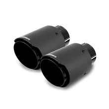 Load image into Gallery viewer, Mishimoto 2x Carbon Fiber Muffler Tip 2.5in Inlet 3.5in Outlet Black