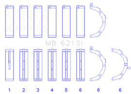King Engine Bearings Ford 415 (Size +0.75mm) Main Bearing Set