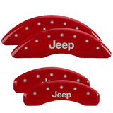 MGP 4 Caliper Covers Engraved Front Rear JEEP Logo Engraved Red Finish Silver Characters