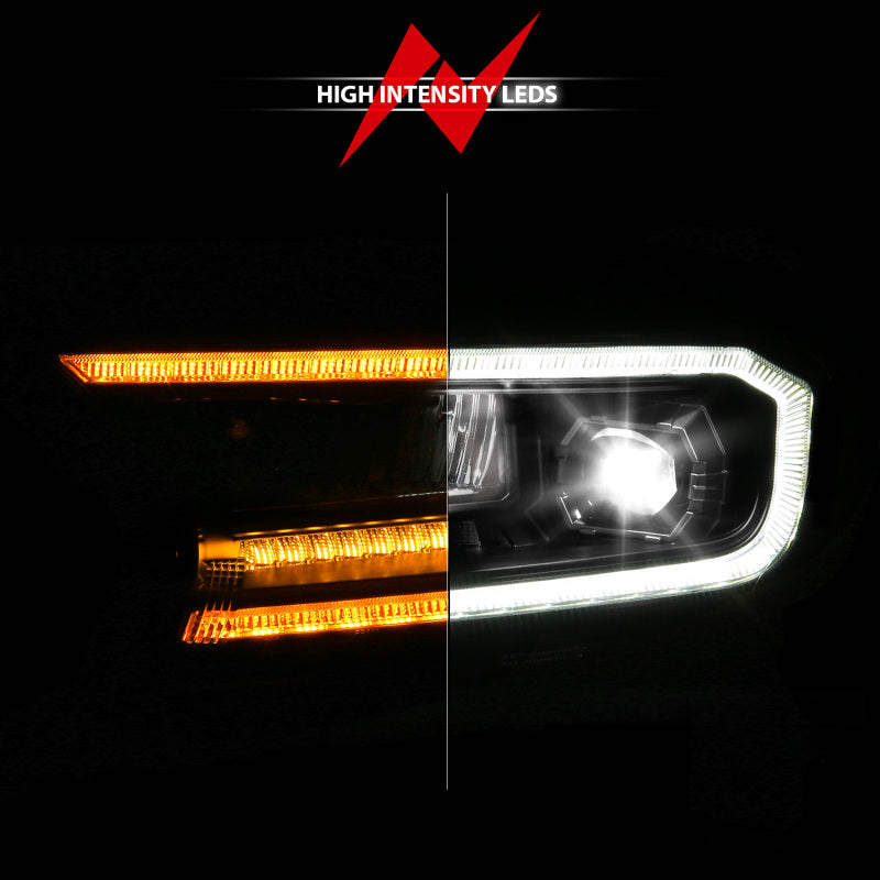 ANZO 19-23 Ford Ranger (Factory Halogen Model) Full LED Proj Headlights Init/DRL/SeqSig Black - Pair