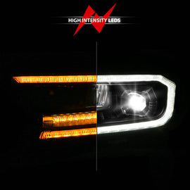 ANZO 19-23 Ford Ranger (Factory Halogen Model) Full LED Proj Headlights Init/DRL/SeqSig Black - Pair