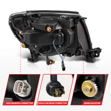 Load image into Gallery viewer, ANZO 05-11 Toyota Tacoma Full LED Projector Headlights White DRL/Init/SeqSig Black - Pair