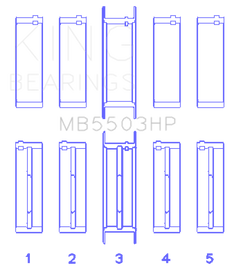 King Engine Bearings Ford V8 351Ci 5.8L 16V - Cleveland (Size STDX) Main Bearing Set