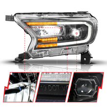 Load image into Gallery viewer, ANZO 19-23 Ford Ranger (Factory Halogen Model) Full LED Proj Headlights Init/DRL/SeqSig Black - Pair