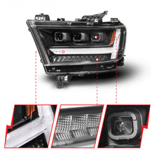 Load image into Gallery viewer, ANZO 19-24 RAM 1500 (New Body/OE Halogen) Full LED Proj Headlights DRL/SeqSig Black - Driver Side