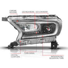 Load image into Gallery viewer, ANZO 19-23 Ford Ranger (Factory Halogen Model) Full LED Proj Headlights Init/DRL/SeqSig Black - Pair