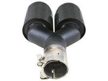 Load image into Gallery viewer, aFe Takeda 2.5in 304 Stainless Steel Clamp-on Exhaust Tip Driver side 2.5in Inlet 4in Dual-Carbon