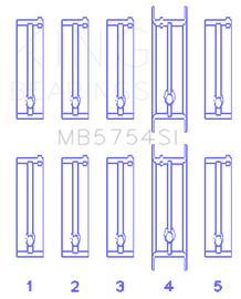 King Engine Bearings Chevrolet 121Ci/Ln2 134Ci Fl O/S 010 (Size +0.25mm) Main Bearing Set