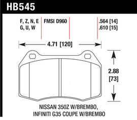 Hawk 04-09 Infiniti G35 3.5L Base Brembo Brakes OE Incl. Pin Clips Shims Front ER-1 Brake Pads