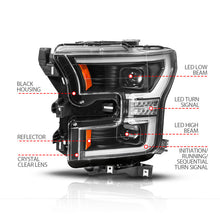 Load image into Gallery viewer, ANZO 15-17 Ford F-150 (Factory Halogen Model ONLY) Full LED Proj Headlights  Init/SeqSig Black- Pair
