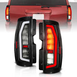 Anzo 07-14 Chevrolet Suburban / 07-14 GMC Yukon Black Full LED Tail Light Plank Style w/ Clear Lens
