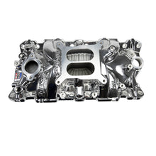 Load image into Gallery viewer, Edelbrock SBC Performer EPS Manifold - Chrome Plasma Coated