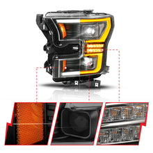 Load image into Gallery viewer, ANZO 15-17 Ford F-150 (Factory Halogen Model ONLY) Full LED Proj Headlights  Init/SeqSig Black- Pair