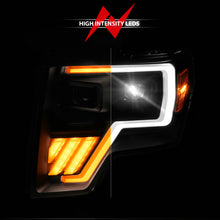 Load image into Gallery viewer, ANZO 09-14 Ford F-150 (Factory Halogen Model ONLY) Full LED Proj Headlights Init/SeqSig Black - Pair