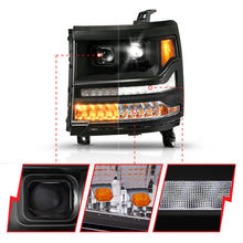 Load image into Gallery viewer, ANZO 16-18 Chevy Silverado 1500 (Factory HID Models ONLY) Full LED Proj Headlights Black - Pair