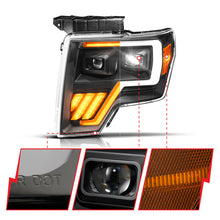 Load image into Gallery viewer, ANZO 09-14 Ford F-150 (Factory Halogen Model ONLY) Full LED Proj Headlights Init/SeqSig Black - Pair