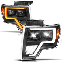 Load image into Gallery viewer, ANZO 09-14 Ford F-150 (Factory Halogen Model ONLY) Full LED Proj Headlights Init/SeqSig Black - Pair