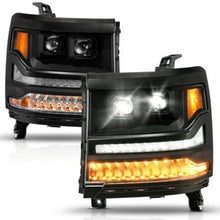 Load image into Gallery viewer, ANZO 16-18 Chevy Silverado 1500 (Factory HID Models ONLY) Full LED Proj Headlights Black - Pair