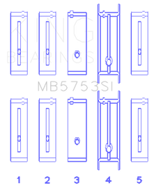 King Engine Bearings Chevrolet/Isuzu Ohv Ln2 Fl O/S 010 (Size +0.50mm) Main Bearing Set