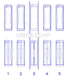 King Engine Bearings Ford 370/429/460 16V OHV (Size .001) Crankshaft Main Bearing Set
