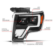 Load image into Gallery viewer, ANZO 09-14 Ford F-150 (Factory Halogen Model ONLY) Full LED Proj Headlights Init/SeqSig Black - Pair